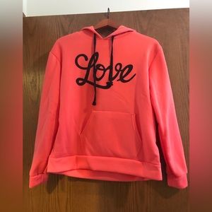 Ladies hot pink “Love” hoodie size L ‘Bobbie and Brooks’ brand